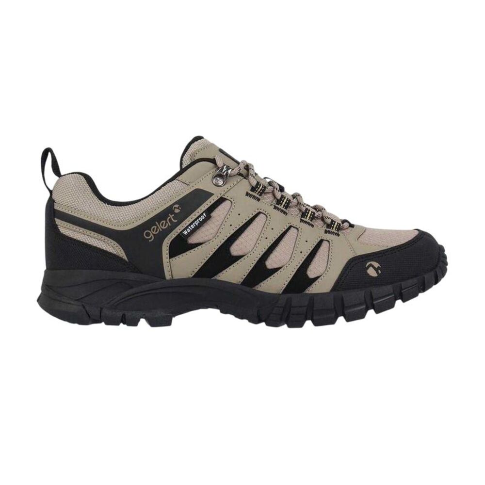 Gelert Mens Ridgeway Leather Lace Up Hiking Boots / Stone/Black